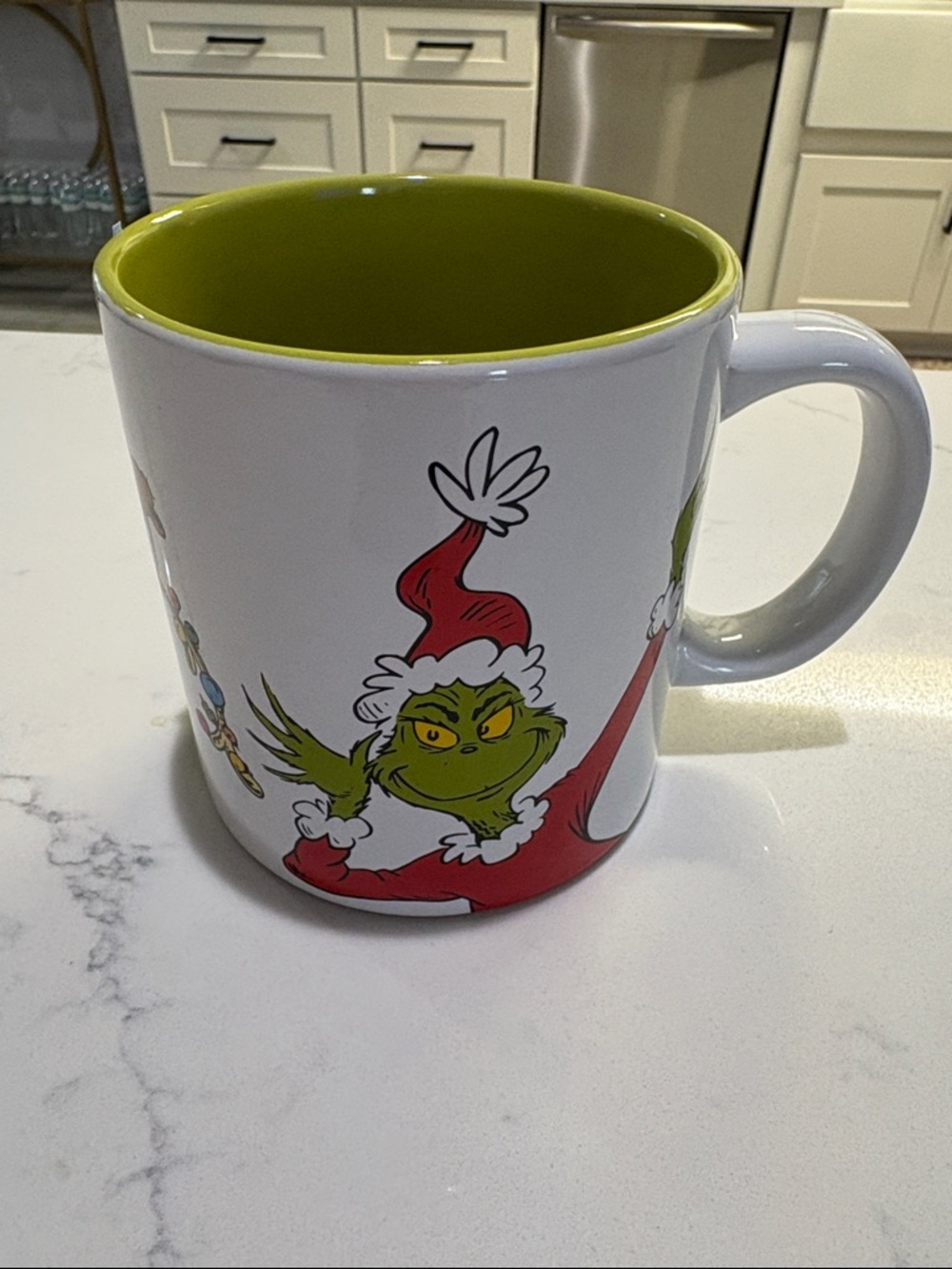 Bioworld Green Grinch Holiday Mug with White Exterior